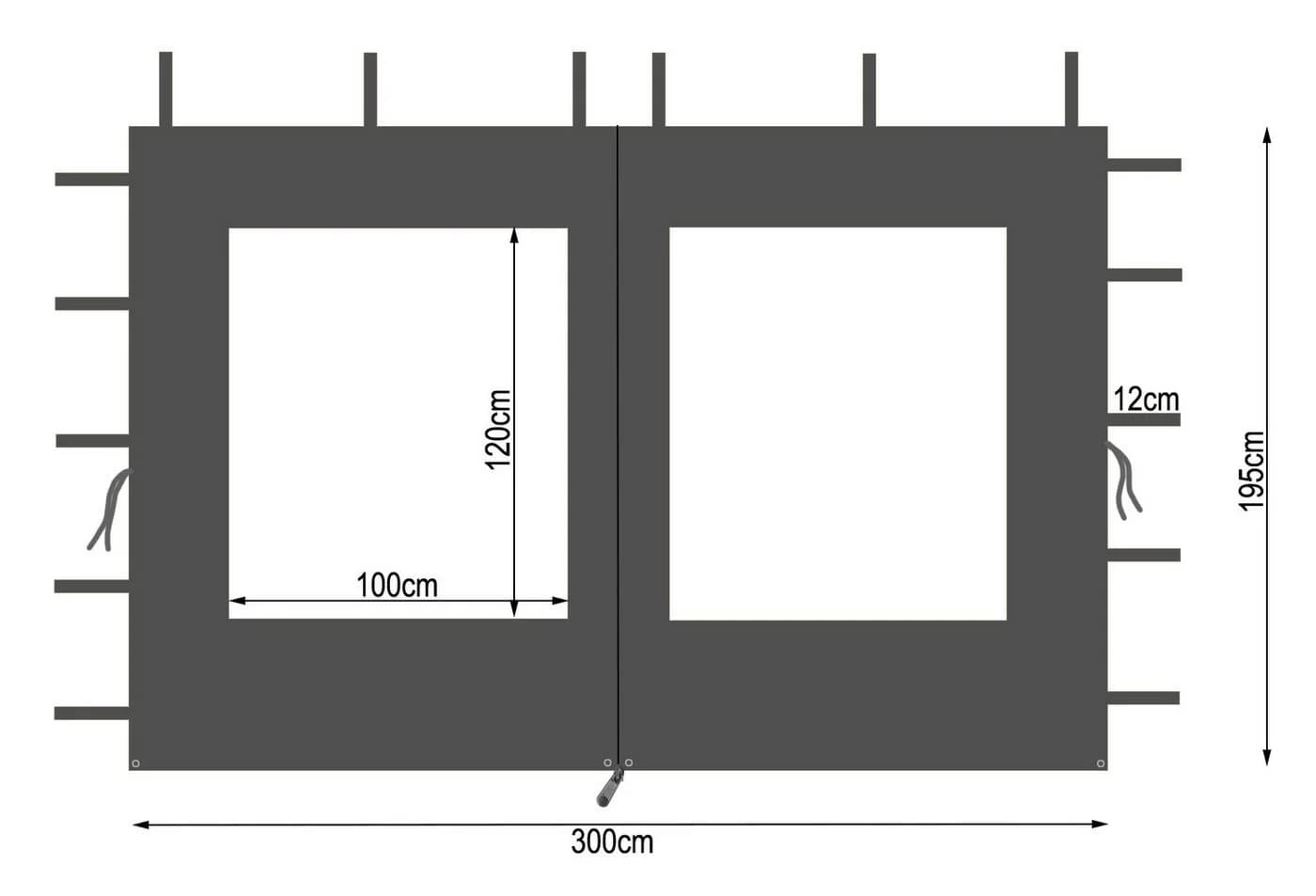 Quick Star Pavillon-Seitenteile 2-tlg. Anthrazit mit PVC-Fenster - Bild 4