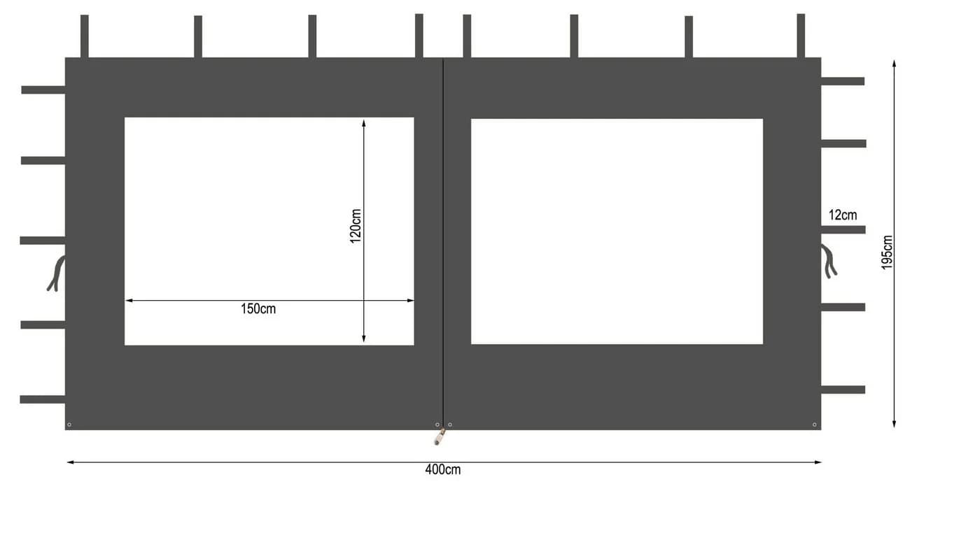 Quick Star Pavillon-Seitenteile 2-tlg. Anthrazit mit PVC-Fenster - Bild 5