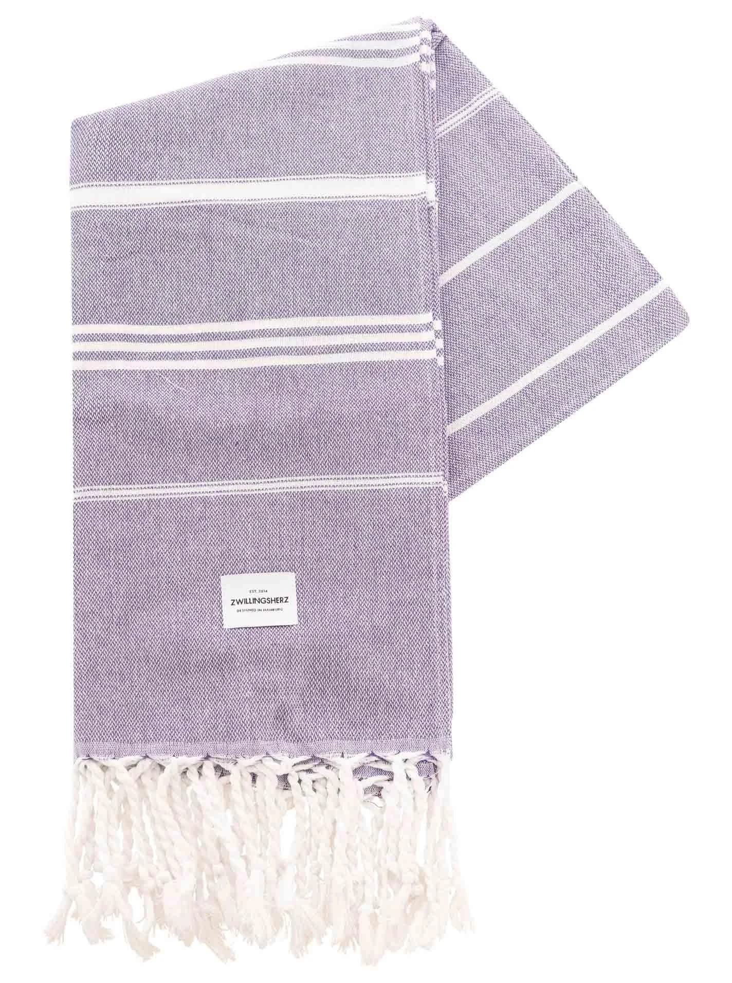 Strandtuch Zwillingsherz "Towel" blau gestreift mit Tasseln