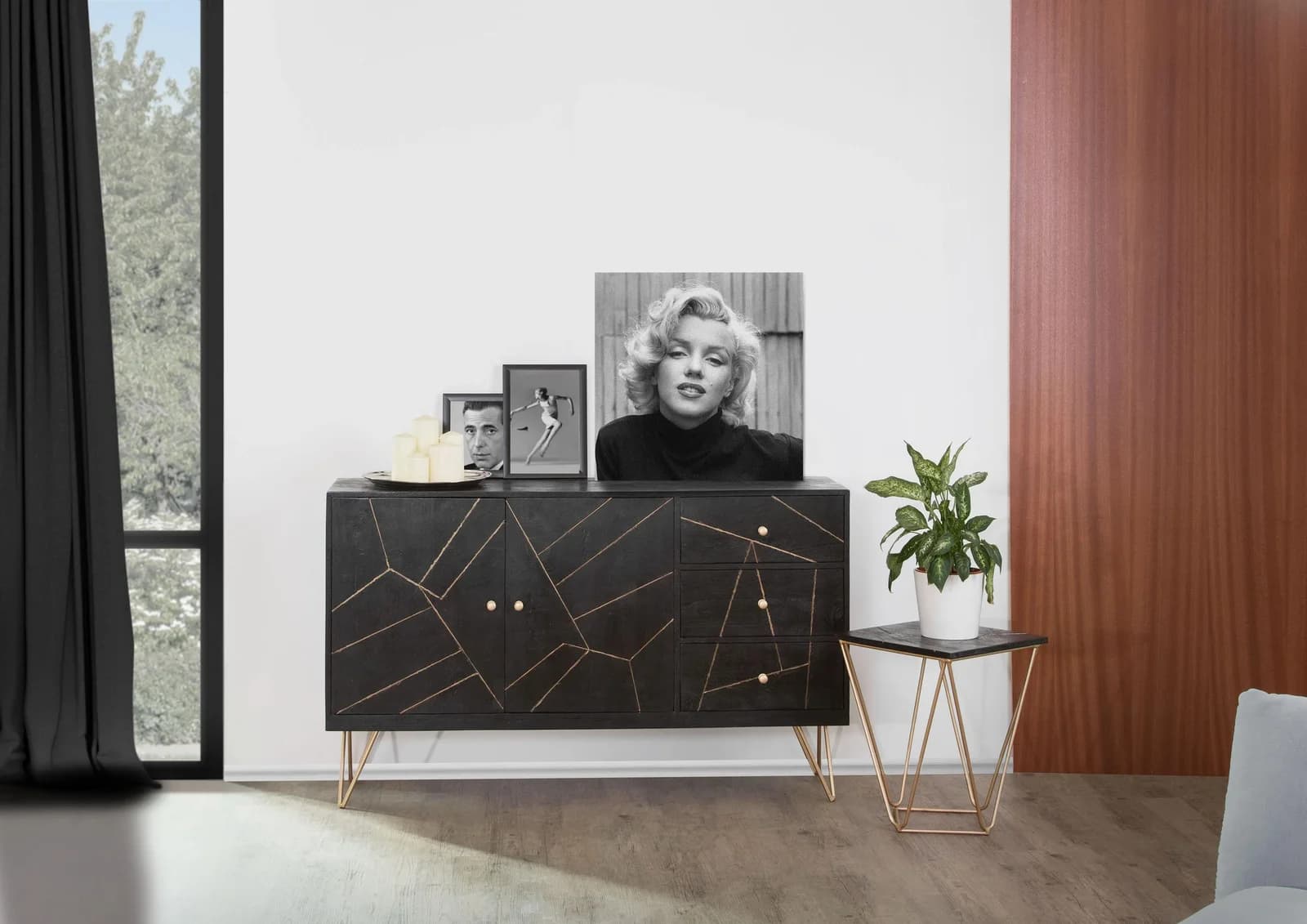 GUTMANN FACTORY Sideboard Schwarz Massivholz