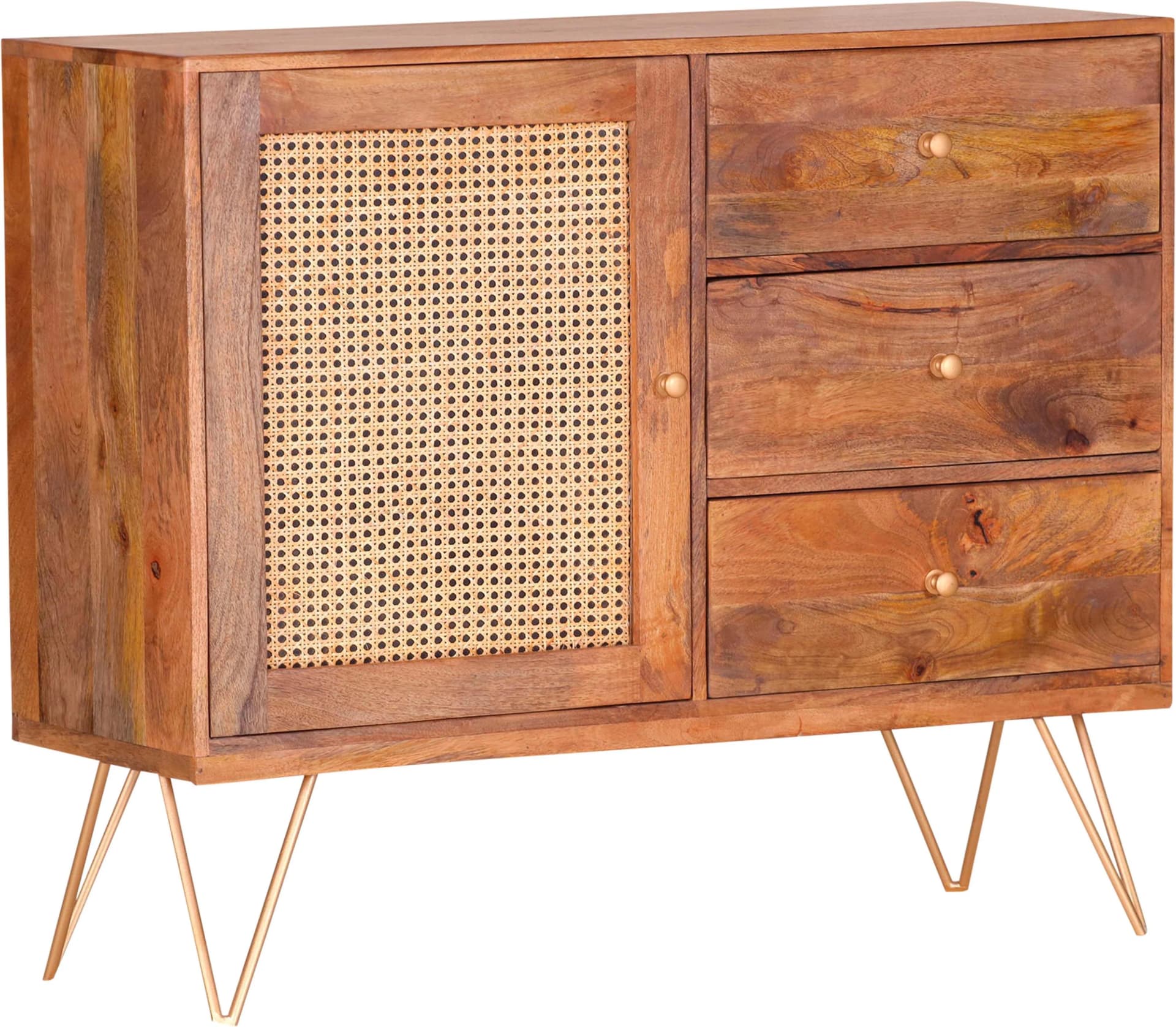 Kommode GUTMANN FACTORY "Network" Massivholz Rattan Wiener Geflecht