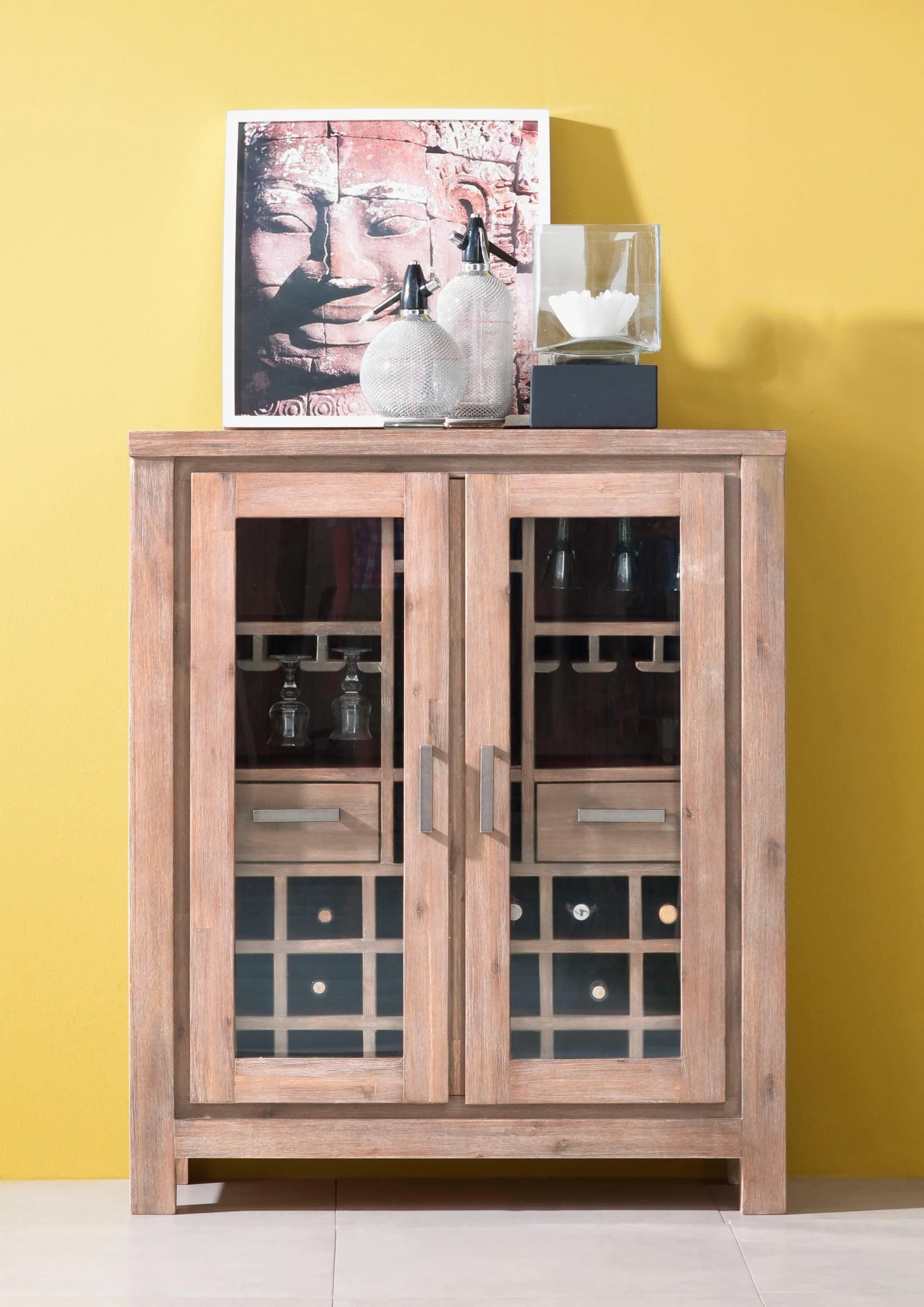GUTMANN FACTORY Barschrank Tunis Beige Massivholz Akazie