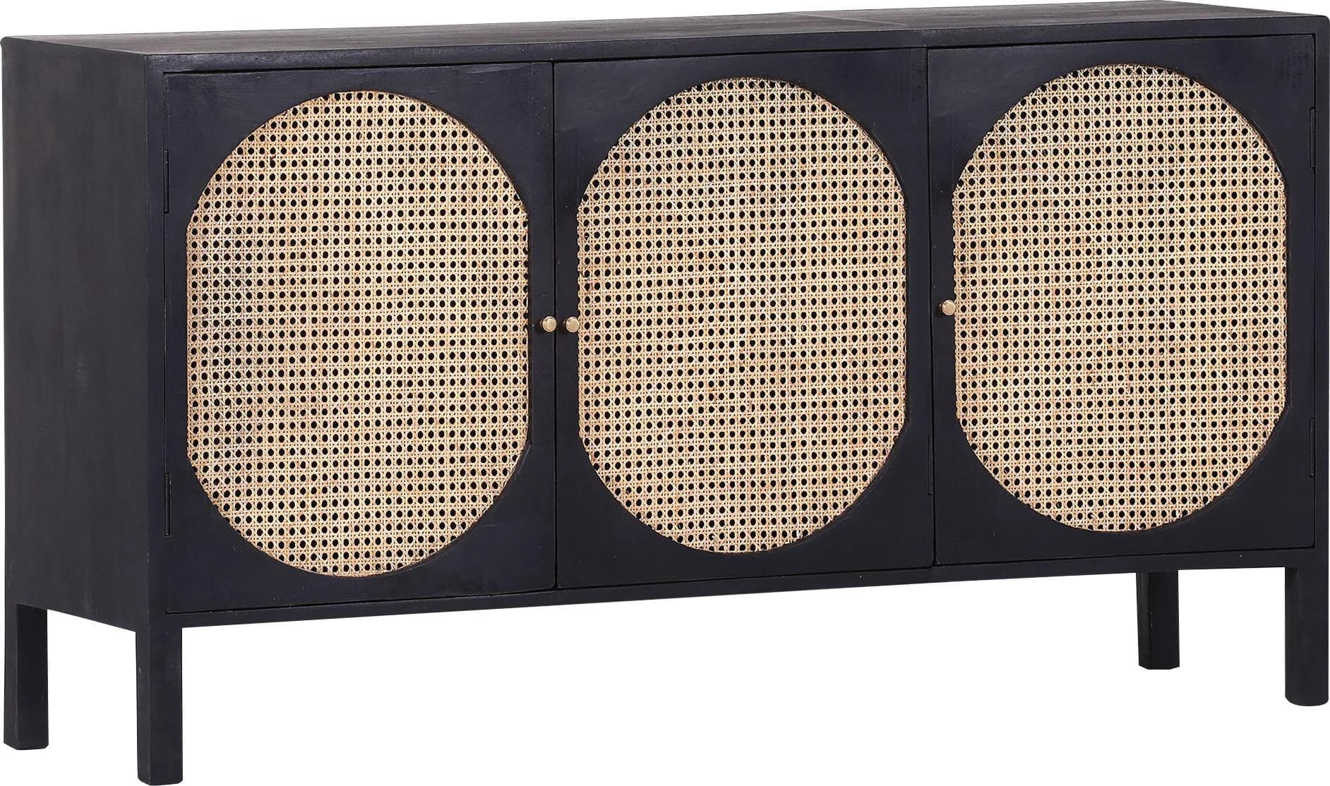 GUTMANN FACTORY Sideboard Malinam Schwarz mit Wiener Geflecht
