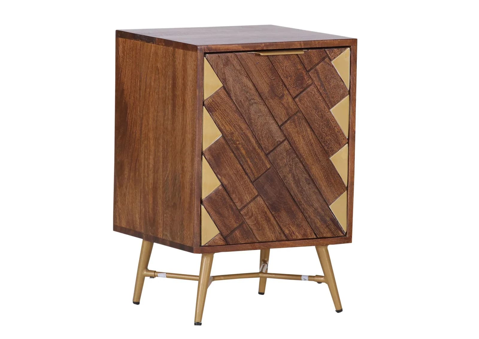 Kommode MARBELLA Braun Mangoholz massiv Softclose Metallfüße gold