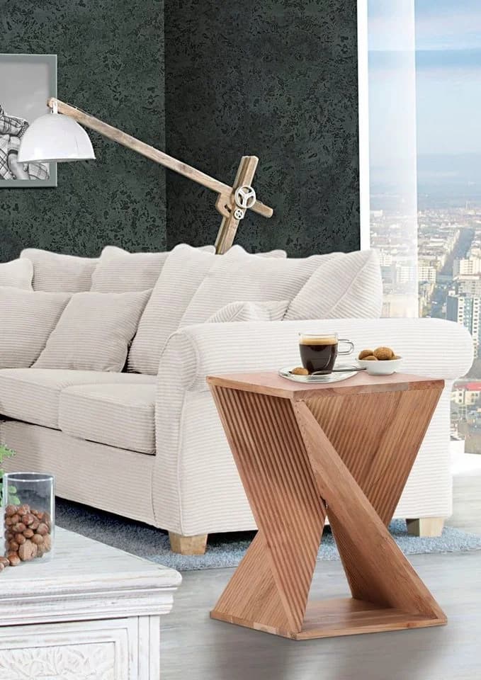 Gutmann Factory Beistelltisch Beige Natur Massivholz Modern