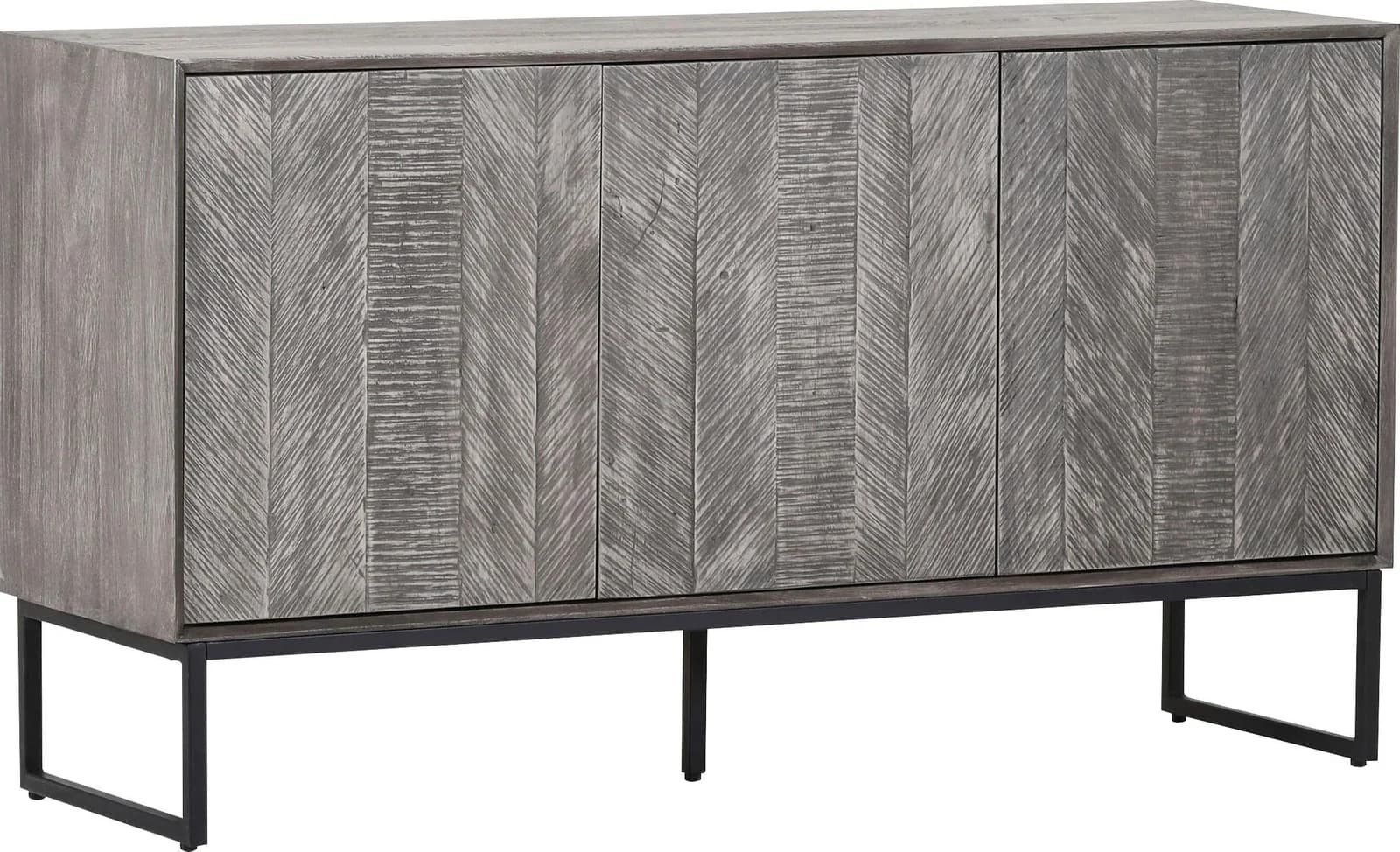 GUTMANN FACTORY Sideboard Grau Massivholz mit Push-to-open-Funktion