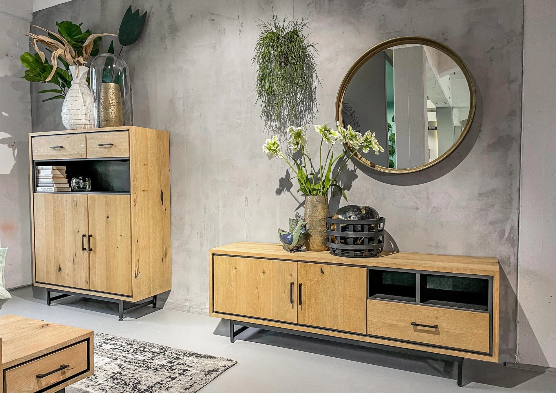 GUTMANN FACTORY Highboard Eiche Natur mit Metallfüßen