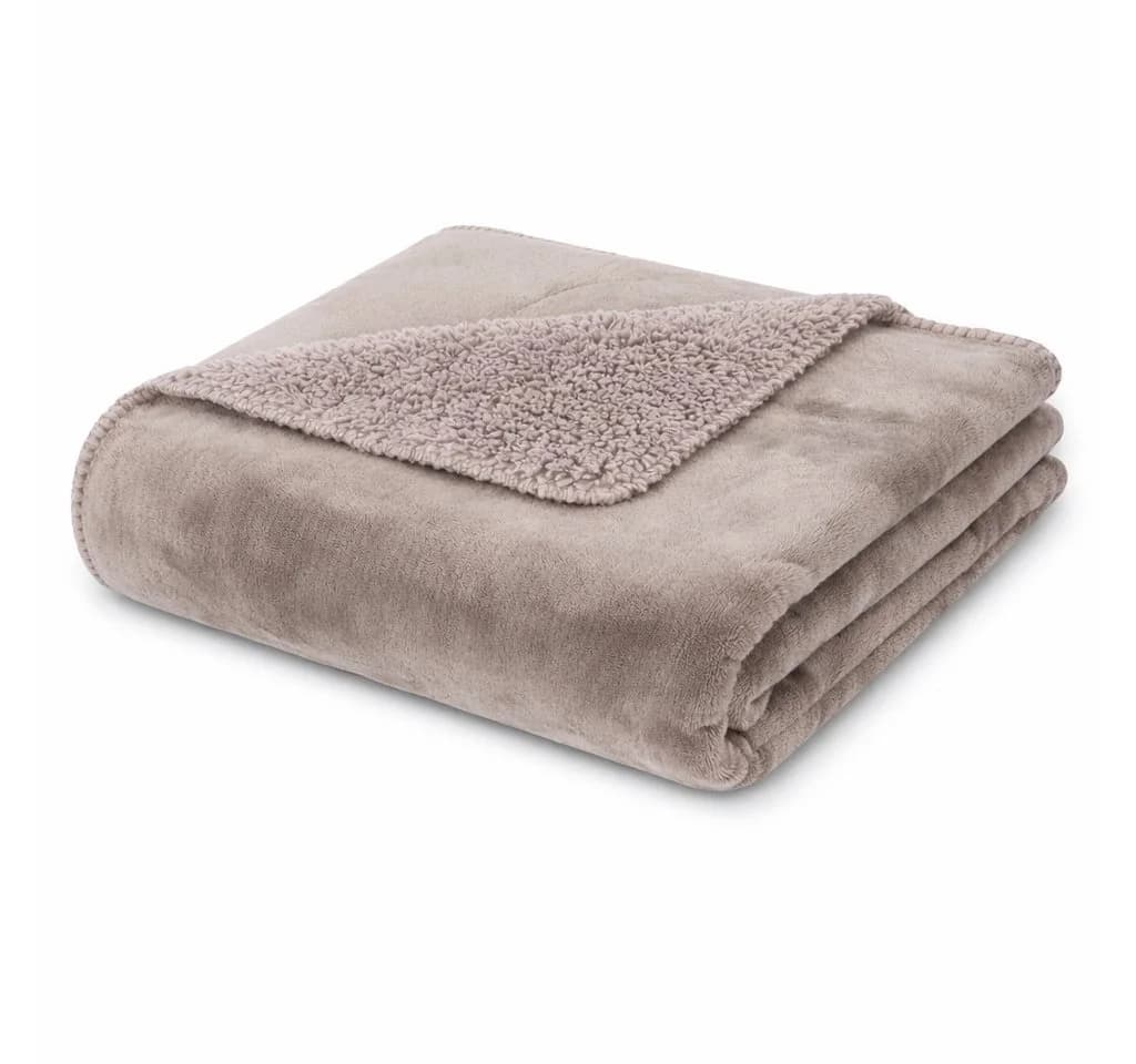 Wohndecke Flanell und Sherpa, VIVA Home, 150x200 cm, Taupe
