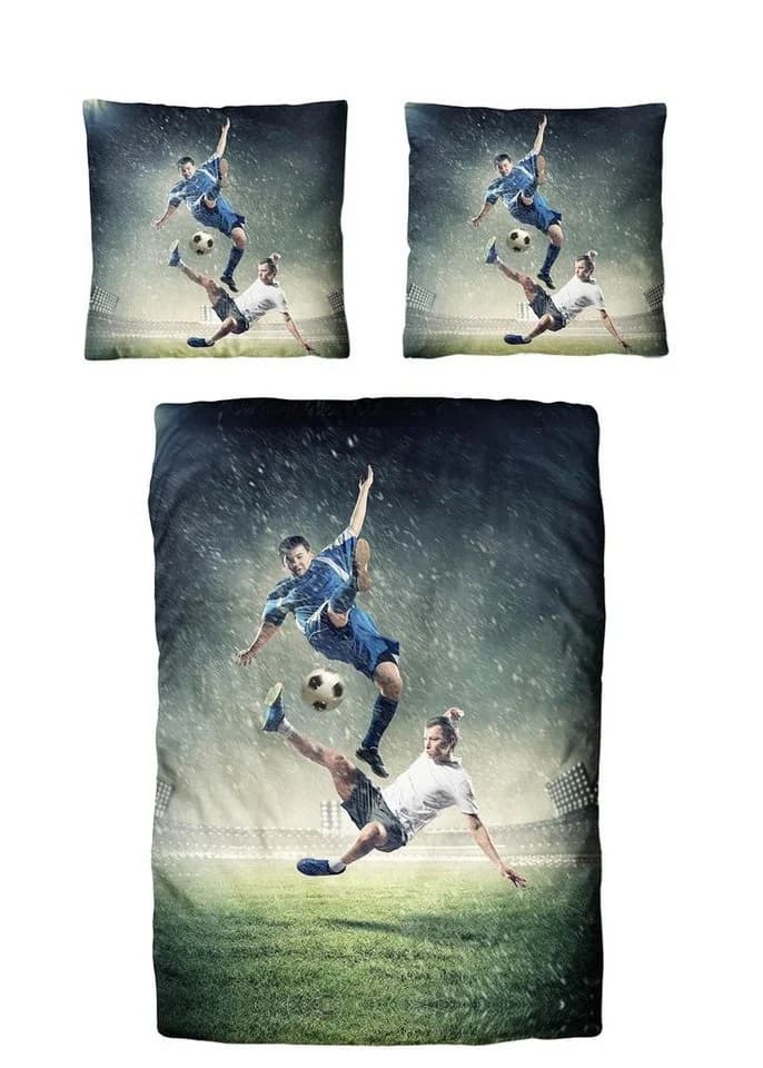 Traumschloss Bettwäsche TS Edition 2-teilig Baumwolle Fußball Duell Blau/Weiß - Bild 2