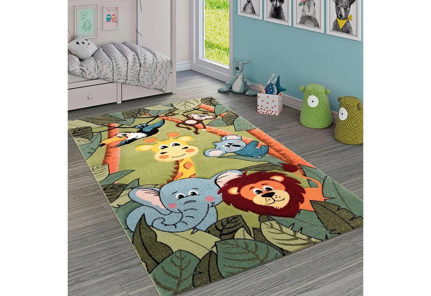 Paco Home Kinderteppich Diamond 638 3D-Design Dschungel Tiere