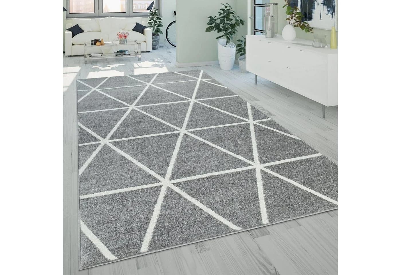 PACO HOME Teppich Stella 401 Grau Geometrisches Rautenmuster Skandi - Bild 2