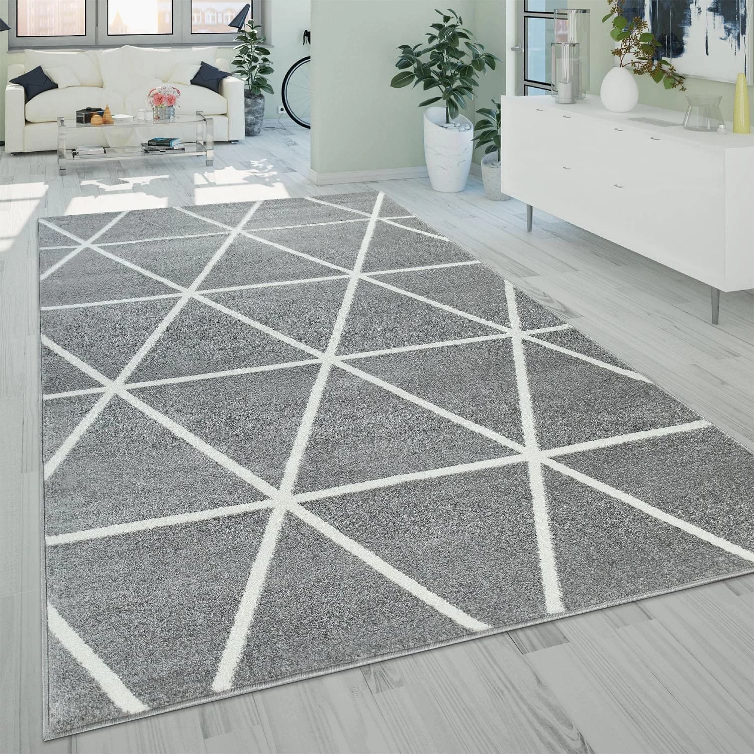 PACO HOME Teppich Stella 401 Grau Geometrisches Rautenmuster Skandi - Bild 5