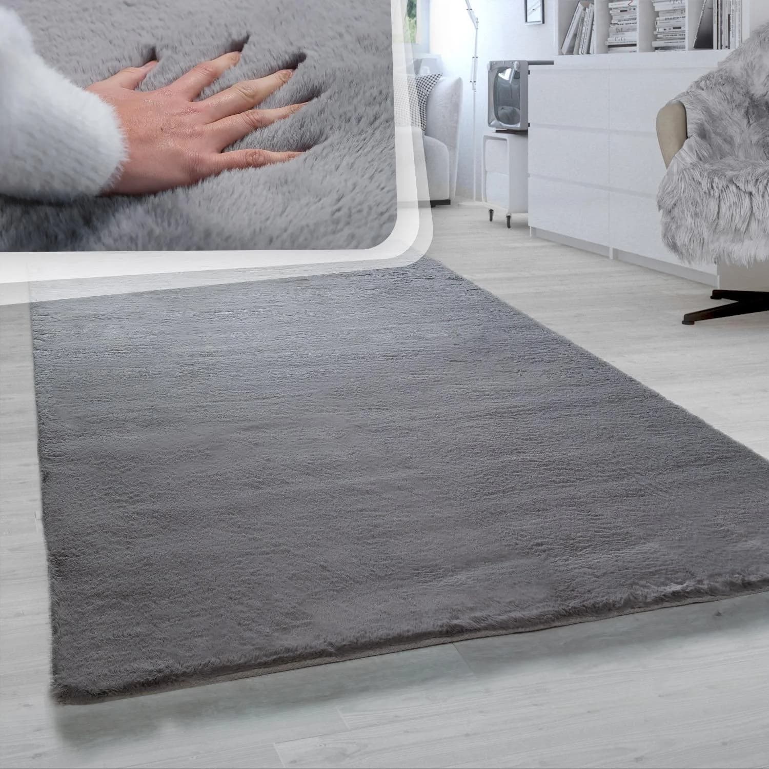 Paco Home Fellteppich Rabbit 780 Anthrazit Polyester