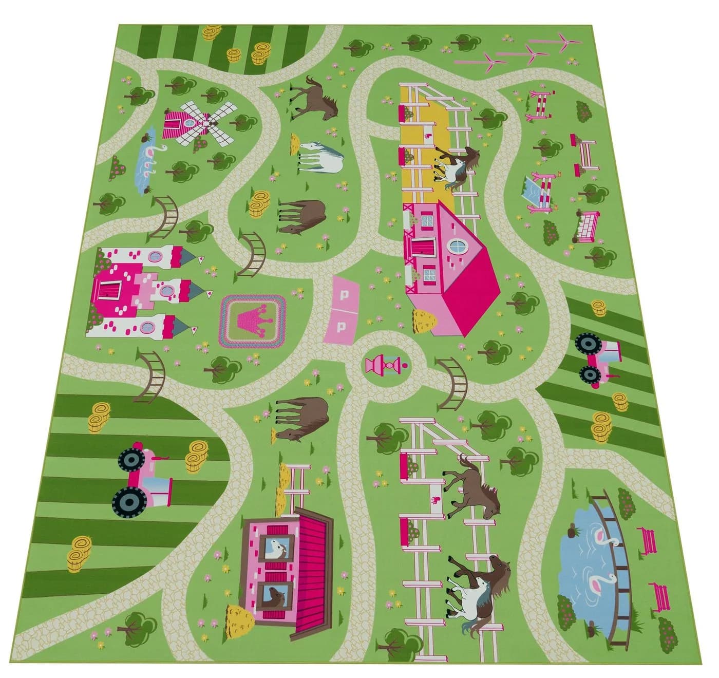 Paco Home Kinderteppich Bino 560, Bauernhof-Motiv, Kurzflor, 4 mm Höhe