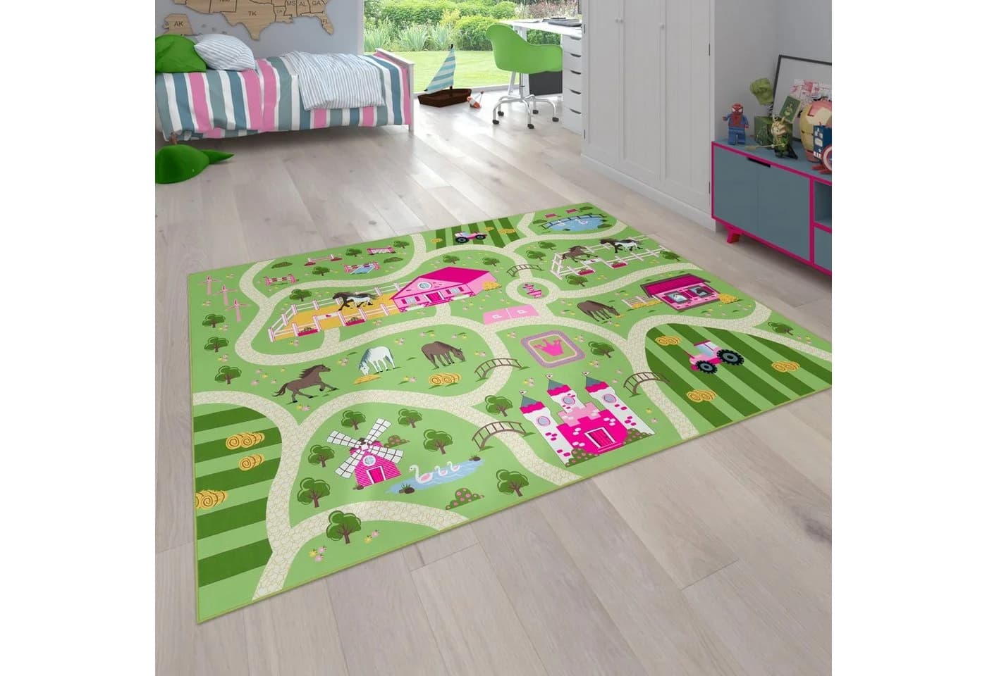 Paco Home Kinderteppich Bino 560, Bauernhof-Motiv, Kurzflor, 4 mm Höhe - Bild 2