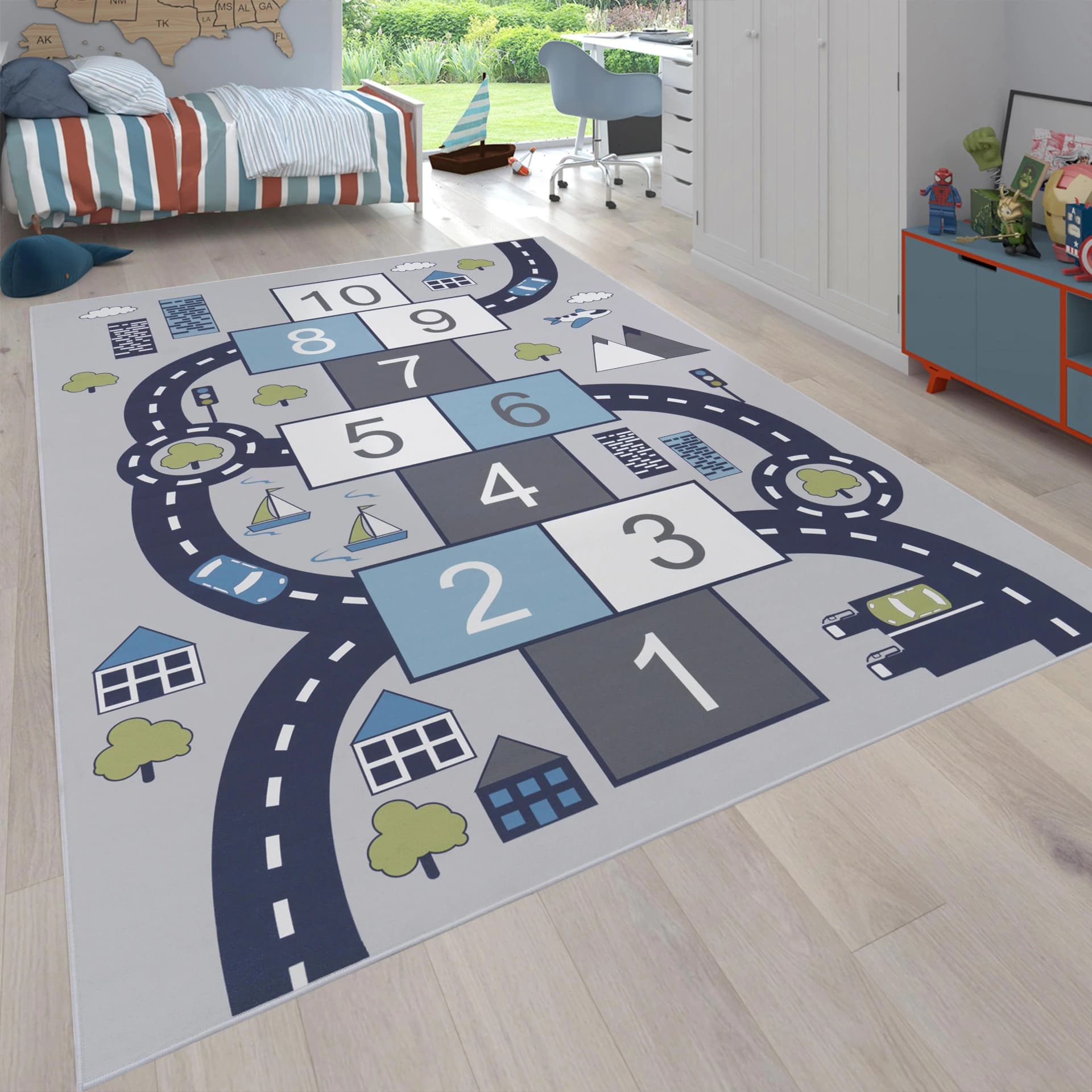 PACO HOME Kinderteppich Bino 565 Grau Kurzflor