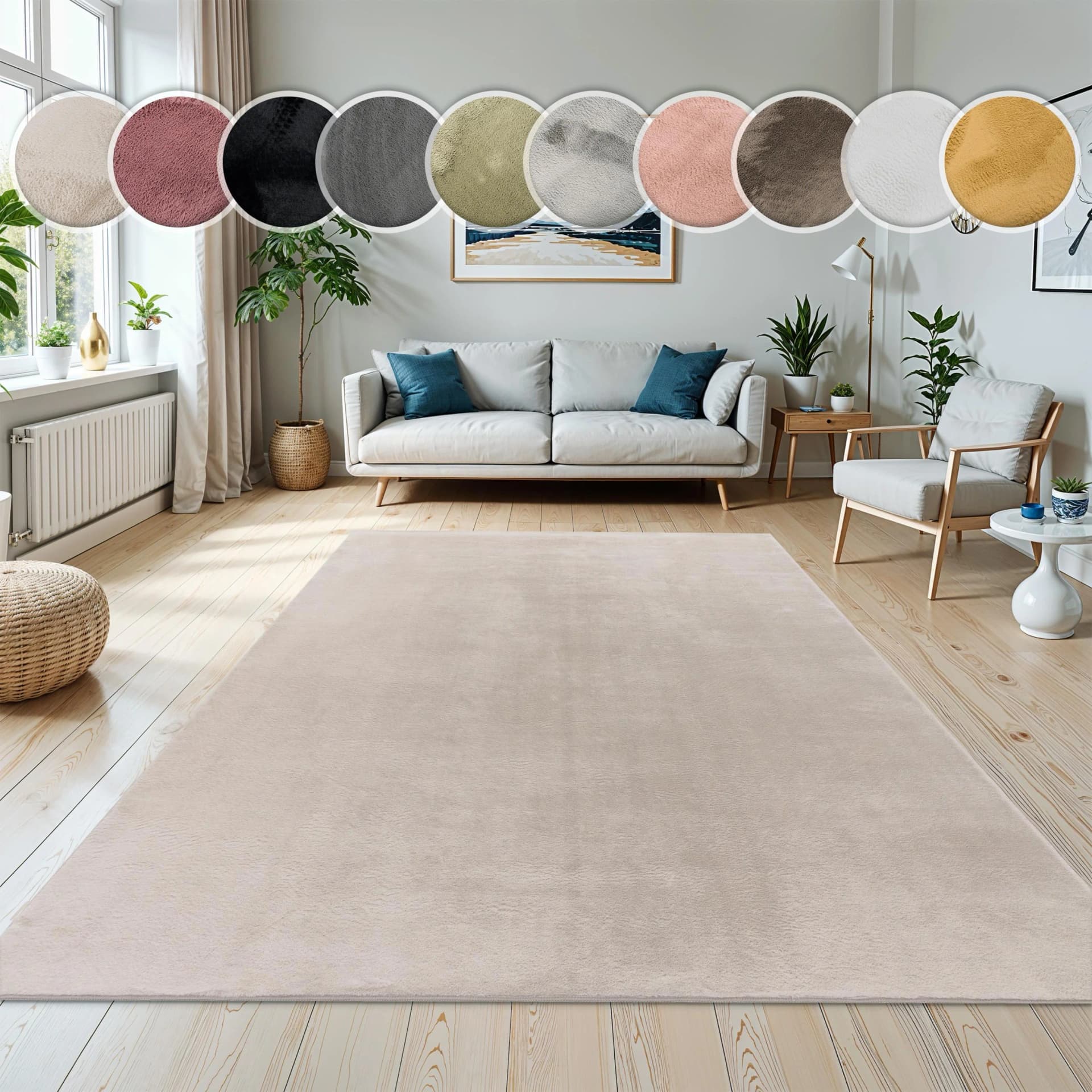 PACO HOME Kunstfell Soft 380 Fellteppich Beige