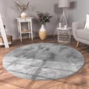 PACO HOME Kunstfell Soft 380 Fellteppich Grau Rund Bild 4