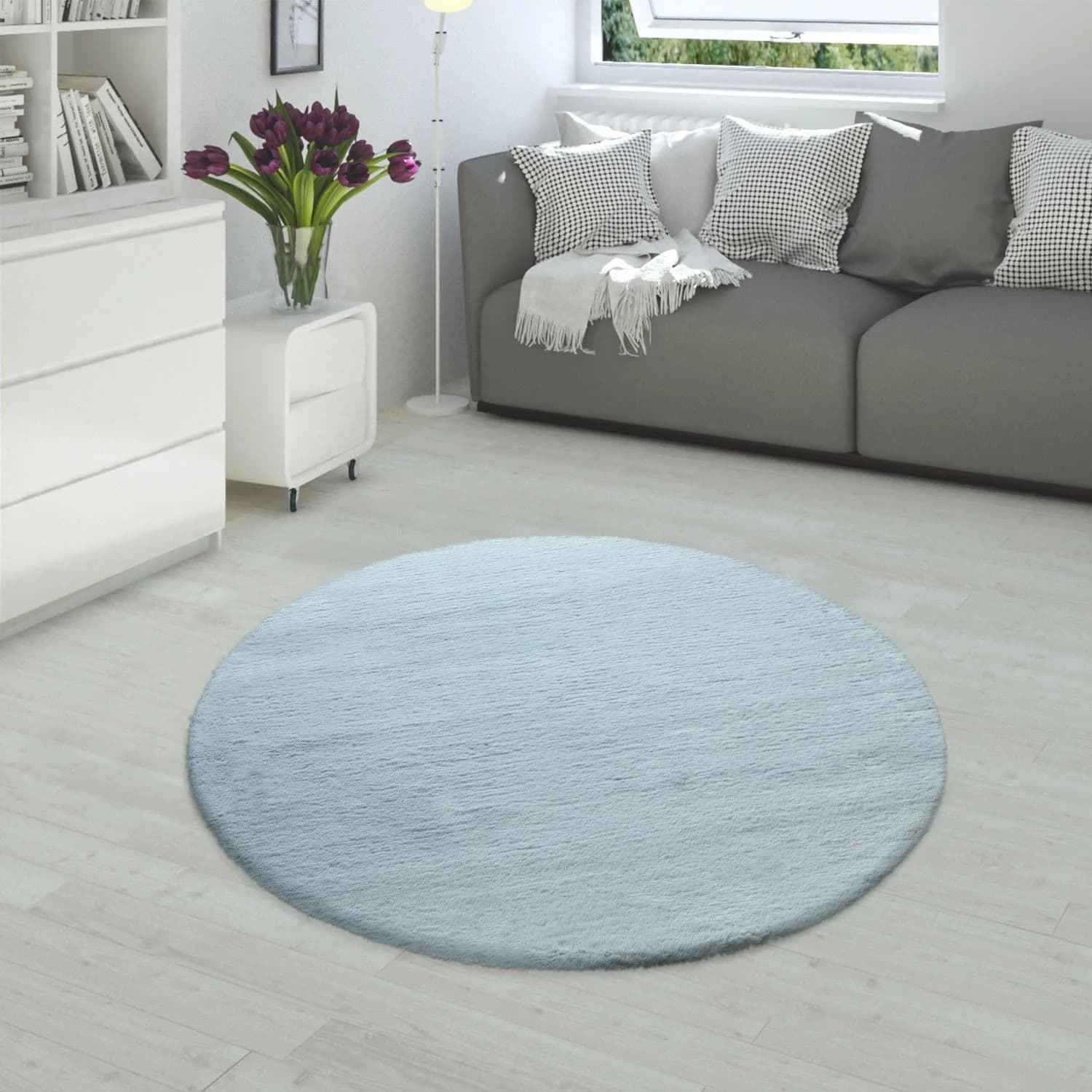 Paco Home Fellteppich Rabbit 780 Rund Türkis Polyester