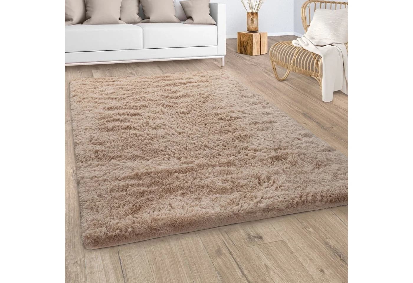 PACO HOME Hochflor-Teppich Silky 591 Beige 140x200cm Polyester - Bild 5