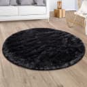 PACO HOME Hochflor-Teppich Silky 591 Schwarz Rund 80cm Bild 5