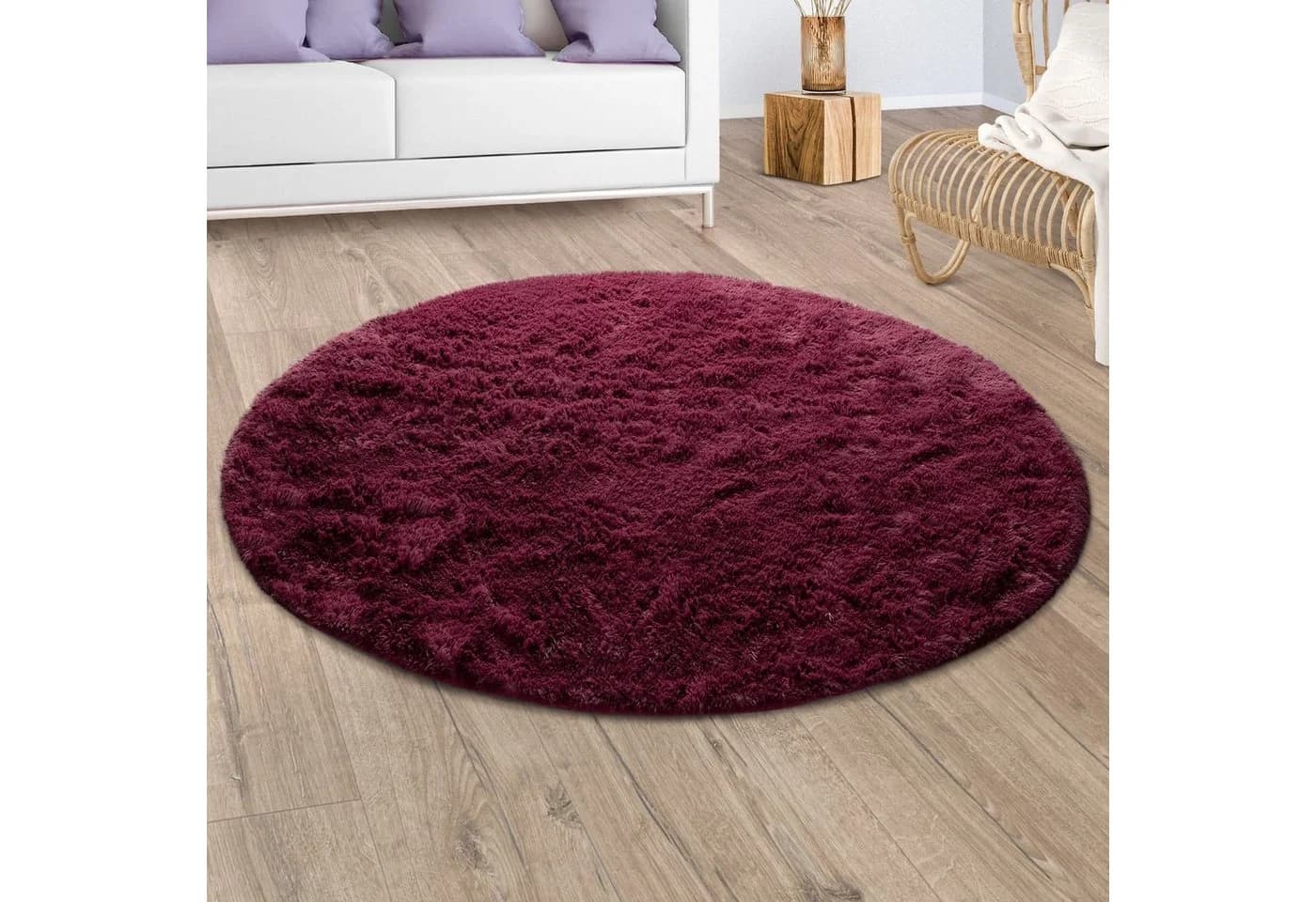 PACO HOME Hochflor-Teppich Silky 591 Lila Rund - Bild 2