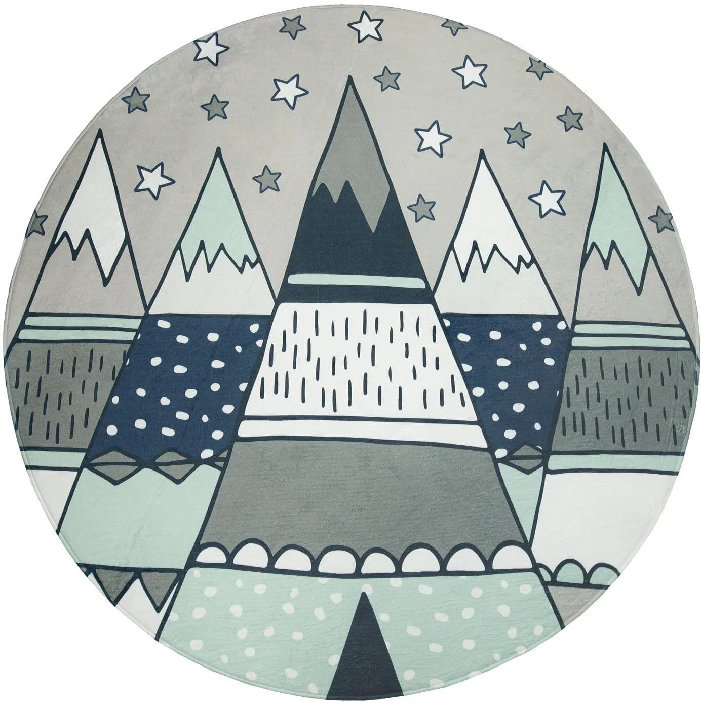 PACO HOME Kinderteppich Chicos 553 Grau Berge Sterne
