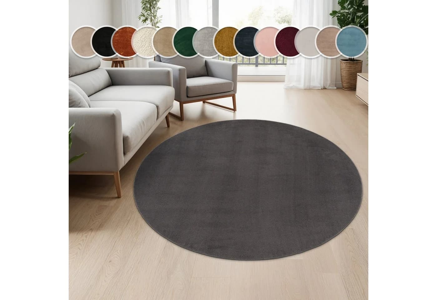 Paco Home Teppich Cadiz 630 Anthrazit Kurzflor - Bild 2