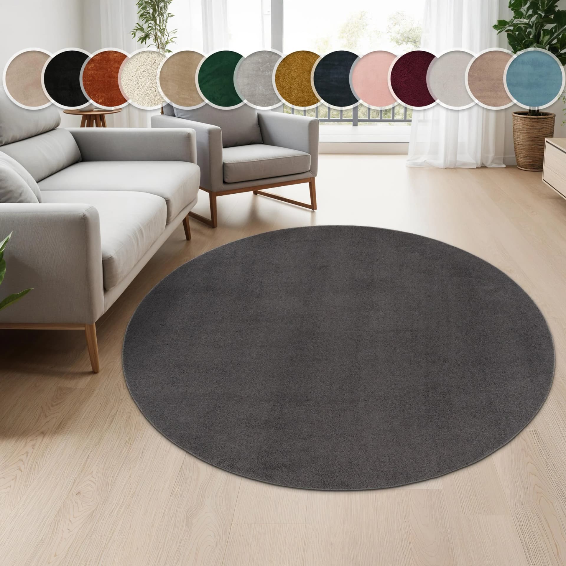 Paco Home Teppich Cadiz 630 Anthrazit Kurzflor - Bild 4