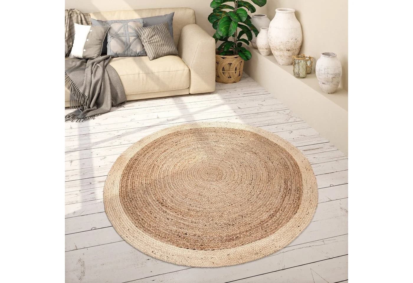 PACO HOME Viborg 594 Teppich Beige Jute Handgefertigt - Bild 2