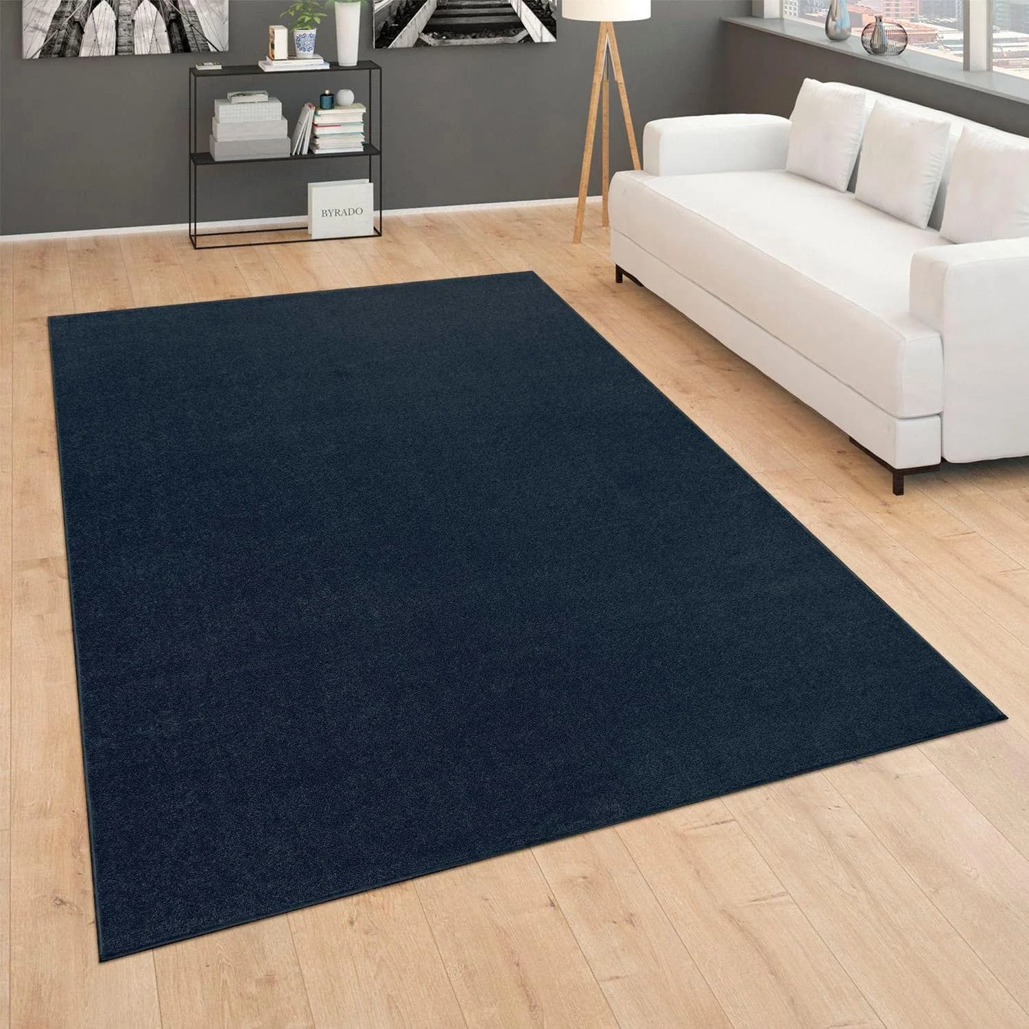 PACO HOME Läufer Porto 890 Navy Blau Uni Kurzflor