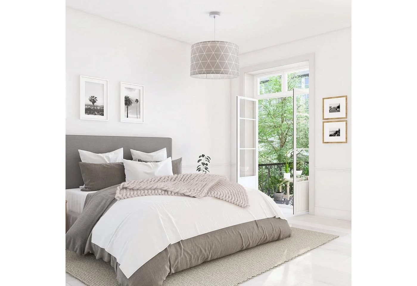 PACO HOME Pendelleuchte Stella 401 Weiß Stoffschirm E27