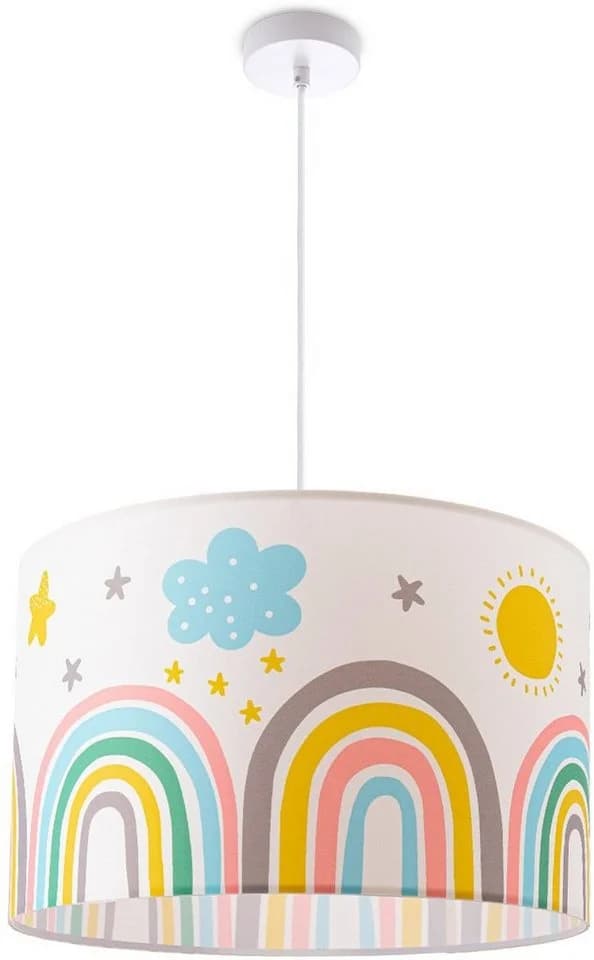 Paco Home Pendelleuchte Tweet 462, ohne Leuchtmittel, Lampe Kinderzimmer Deckenlampe Regenbogen Sonne Wolken Sterne E27 - Bild 2