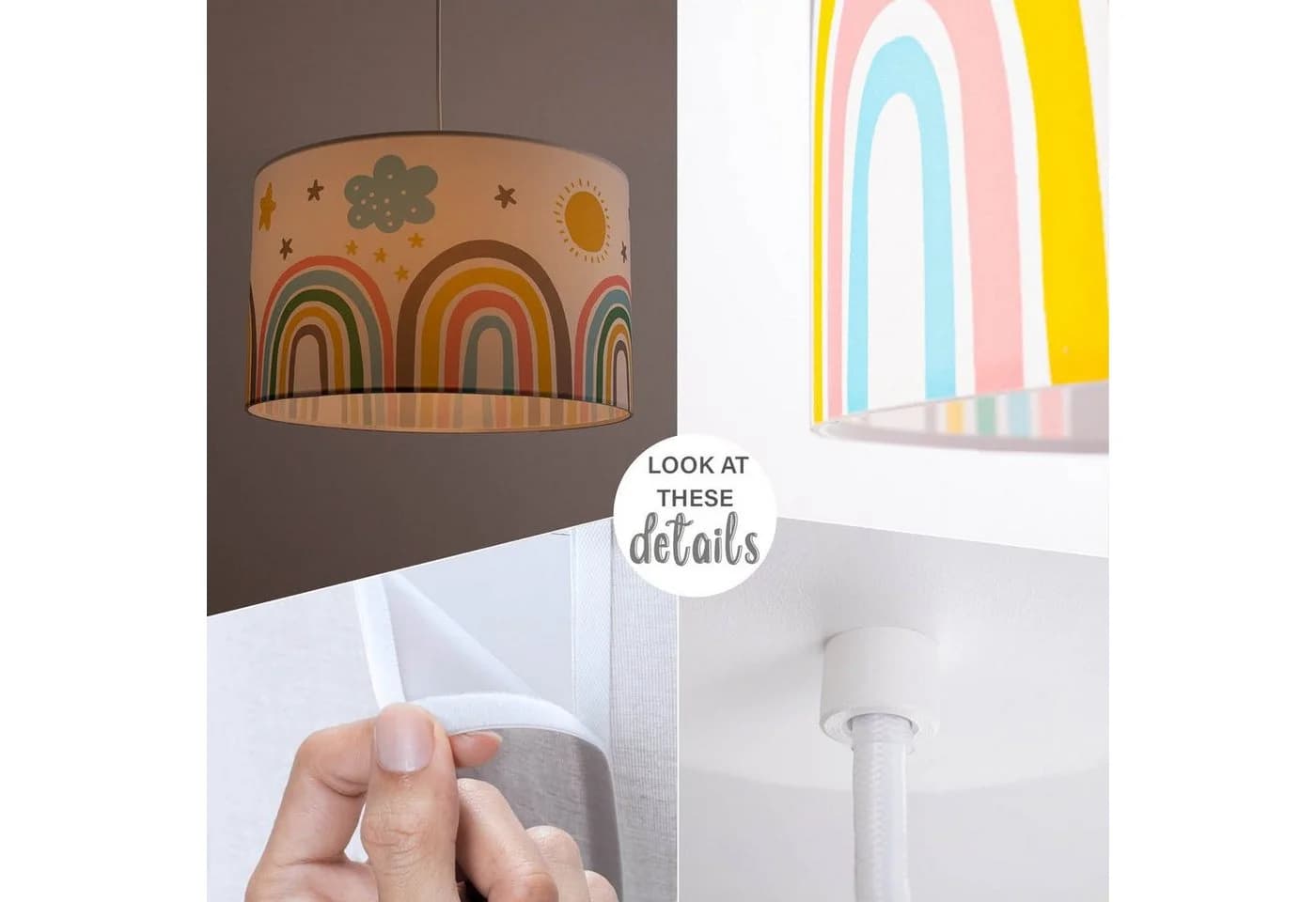 Paco Home Pendelleuchte Tweet 462, ohne Leuchtmittel, Lampe Kinderzimmer Deckenlampe Regenbogen Sonne Wolken Sterne E27 - Bild 3