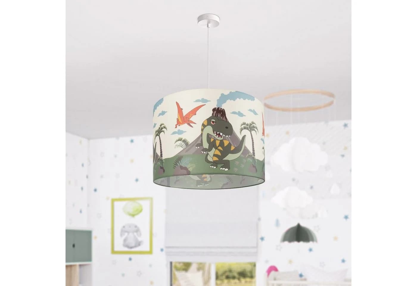 Paco Home Pendelleuchte Diamond 636 Dinosaurier Kinderlampe E27