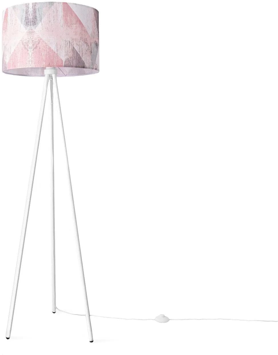 Stehlampe aus Stahl und Textil in Weiß