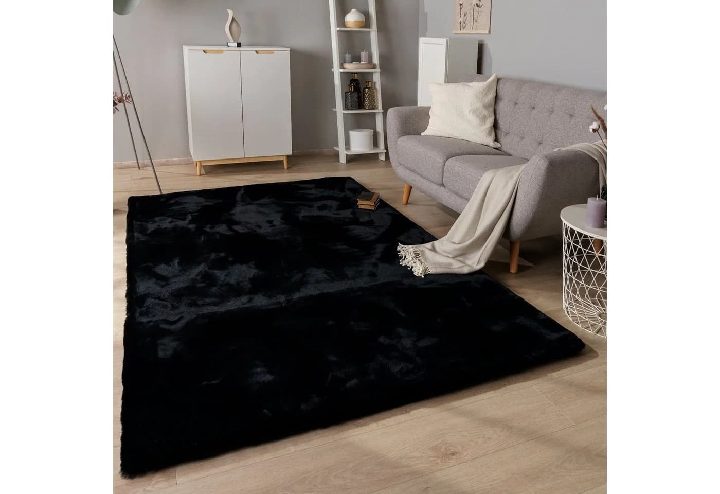 PACO HOME Hochflor-Teppich Rabbit Deluxe 860 Schwarz - Bild 2