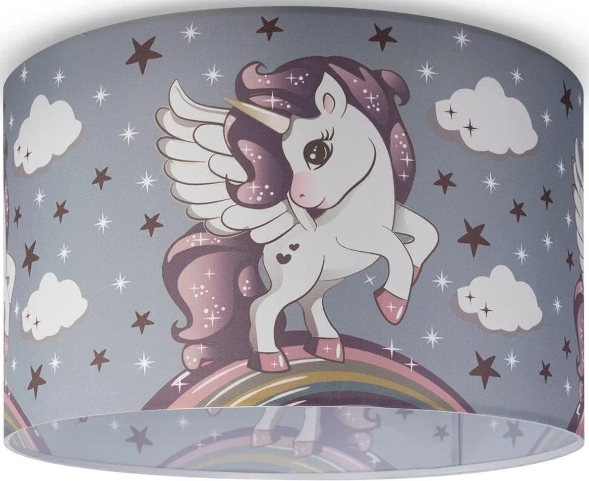 PACO HOME Kinderlampe Einhorn Deckenleuchte weiß E27