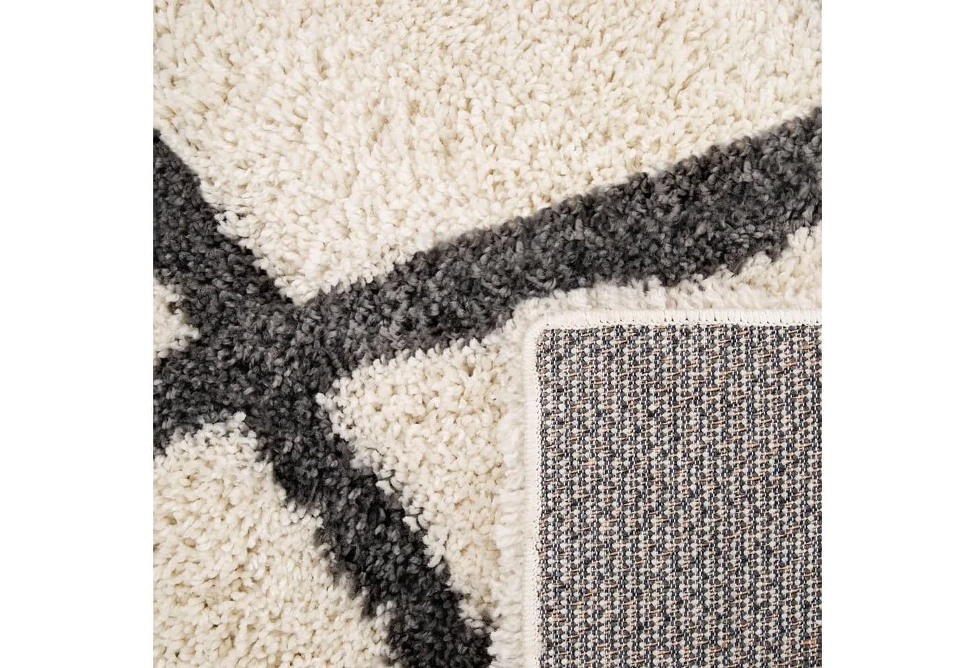PACO HOME Hochflor-Teppich Arezzo 681 Grau/Weiß Rautenmuster Skandi - Bild 3