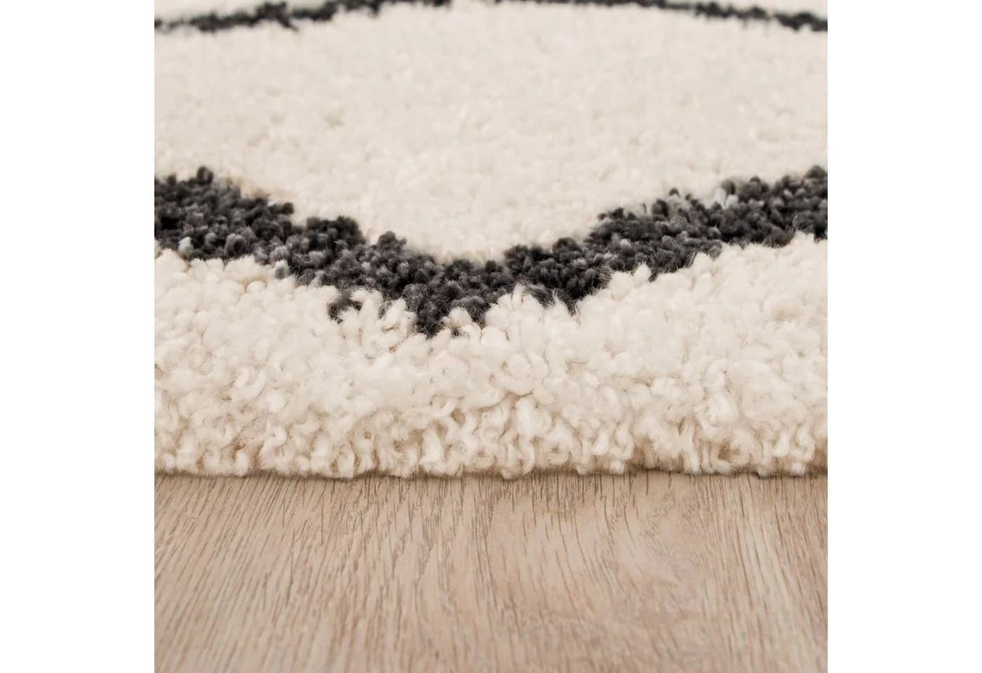 PACO HOME Hochflor-Teppich Arezzo 681 Grau/Weiß Rautenmuster Skandi - Bild 4