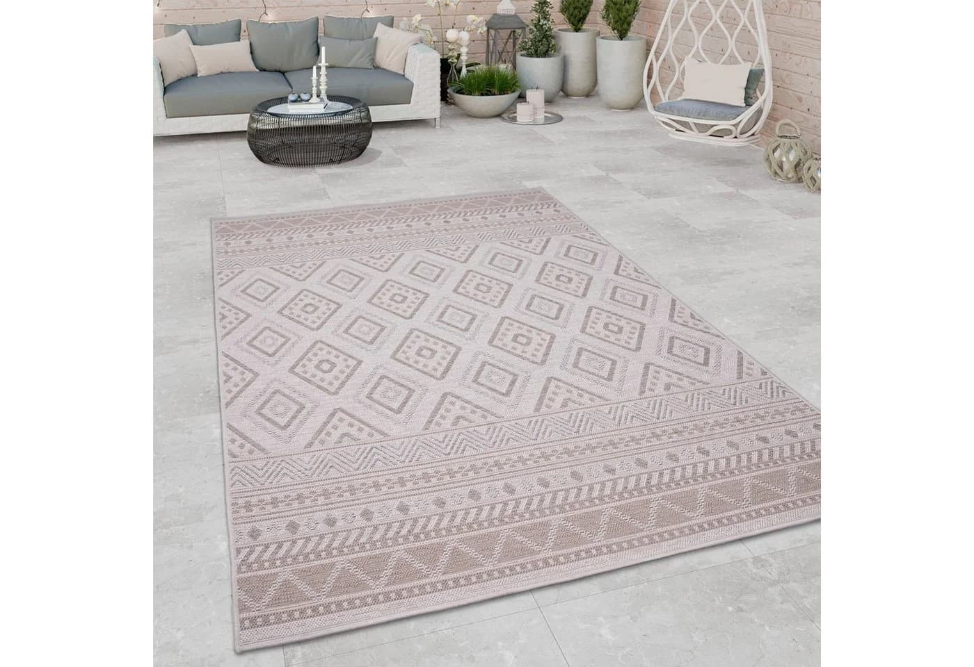 Paco Home Teppich Vermont 184 Beige Rauten Design Outdoor - Bild 2