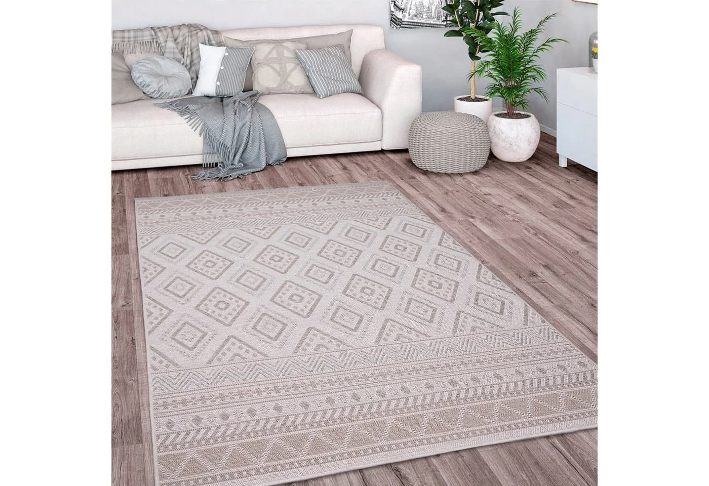 Paco Home Teppich Vermont 184 Beige Rauten Design Outdoor - Bild 3