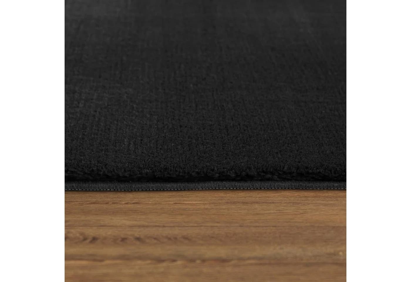 PACO HOME Teppich Cadiz 630 Schwarz Kurzflor Uni - Bild 4