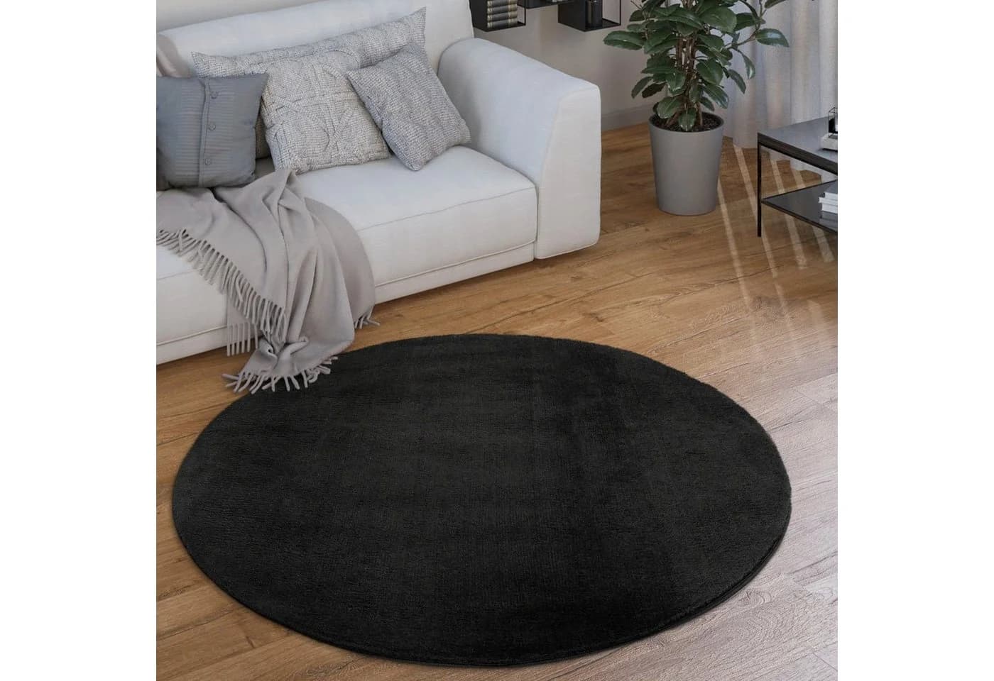 PACO HOME Teppich Cadiz 630 Schwarz Kurzflor Uni - Bild 5