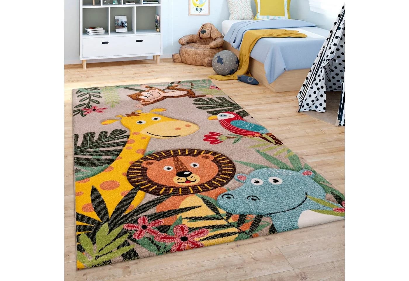 Kinderteppich PACO HOME Diamond 650 beige Zootier-Motiv