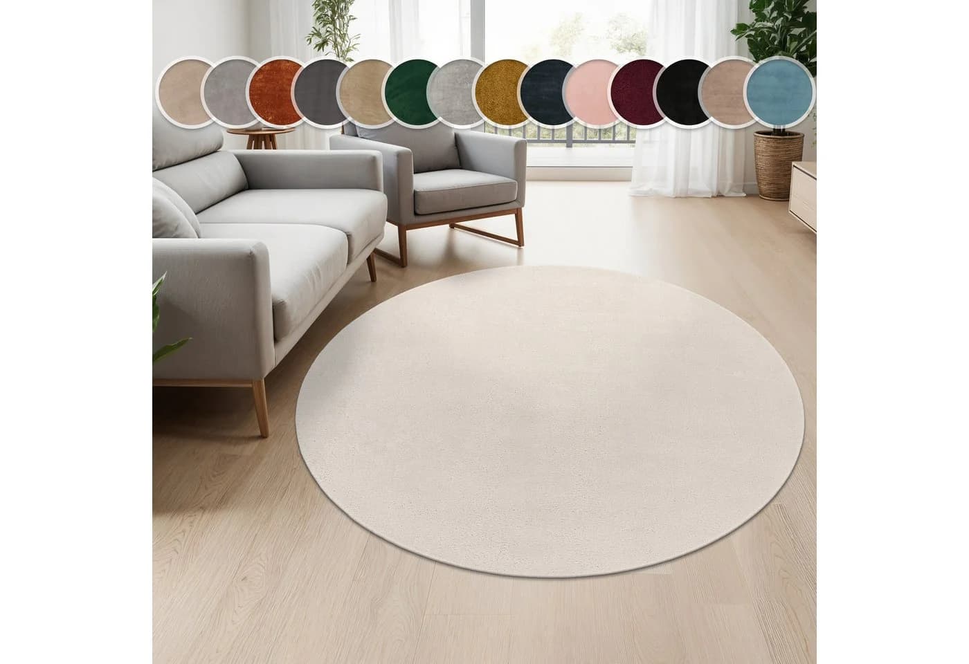 Paco Home Teppich Cadiz 630 Rund Beige Kurzflor - Bild 2