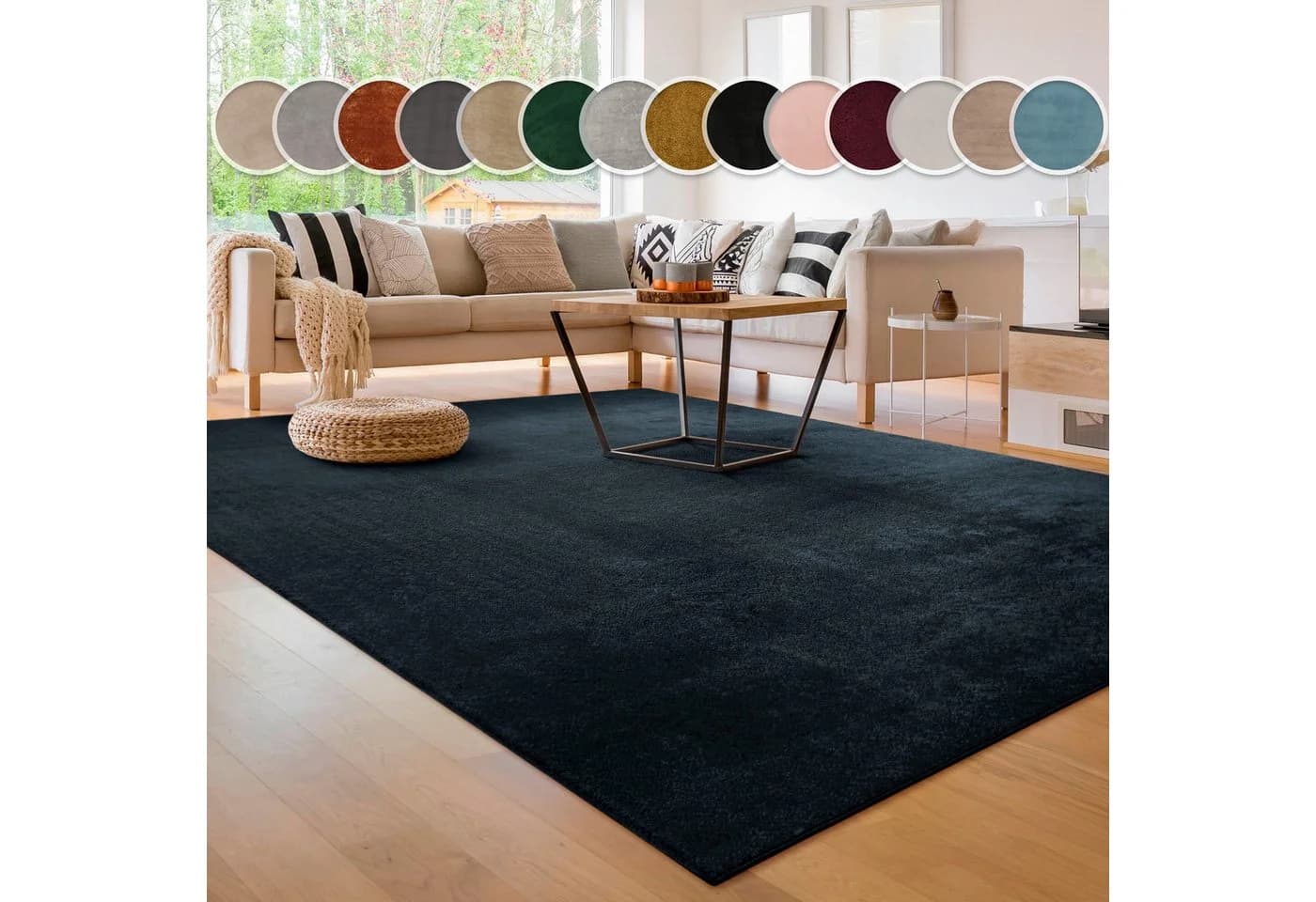 PACO HOME Teppich Cadiz 630 Navy Uni-Design - Bild 2