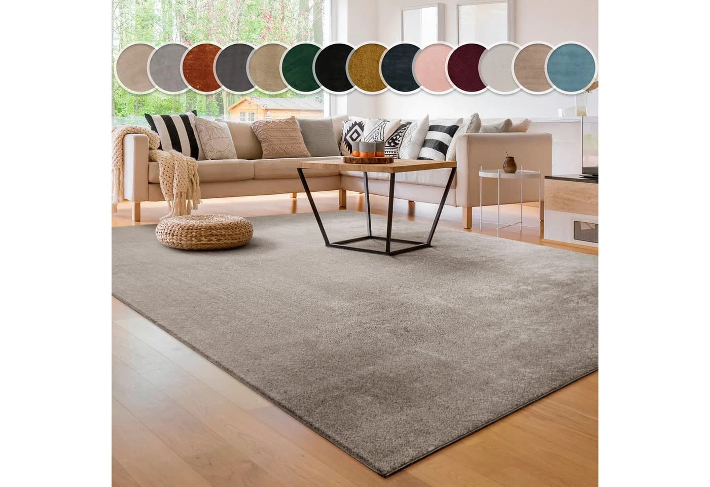 Paco Home Teppich Cadiz 630 Grau Uni Kurzflor - Bild 2