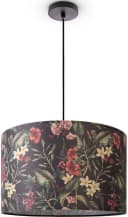 PACO HOME Pendelleuchte Hugo Flower Schwarz Stoffschirm Bild 4