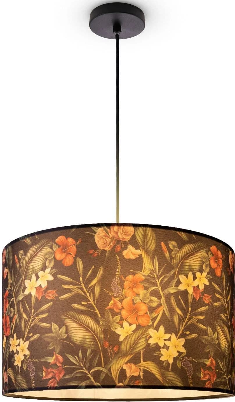 PACO HOME Pendelleuchte Hugo Flower Schwarz Stoffschirm - Bild 5